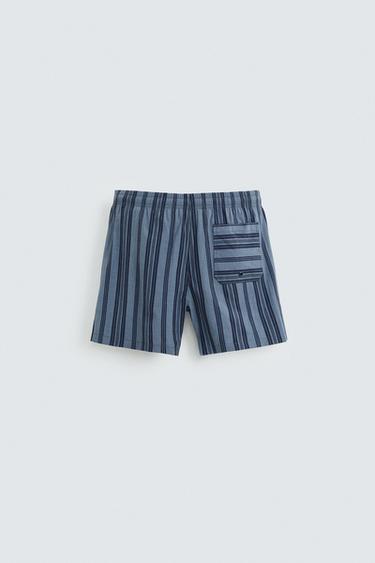STRIPED MEDIUM SWIMMING TRUNKS - Navy blue by Zara - Image 6