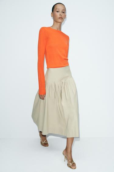 Jupe ZARA BASIC Taille L - Noire, Plissée, Droit Et Stretch - Occasion Très Bon État
