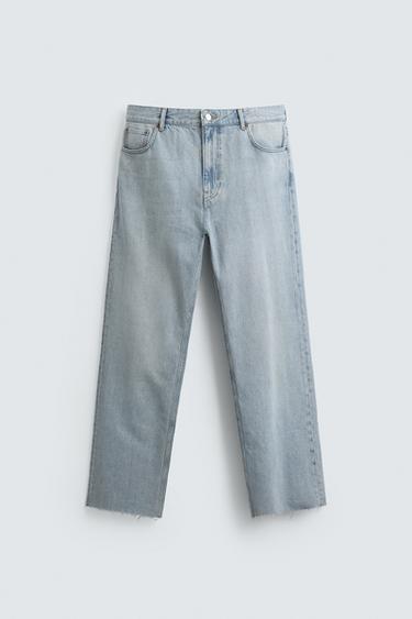 Zara 合身直筒牛仔褲 - 淡藍色