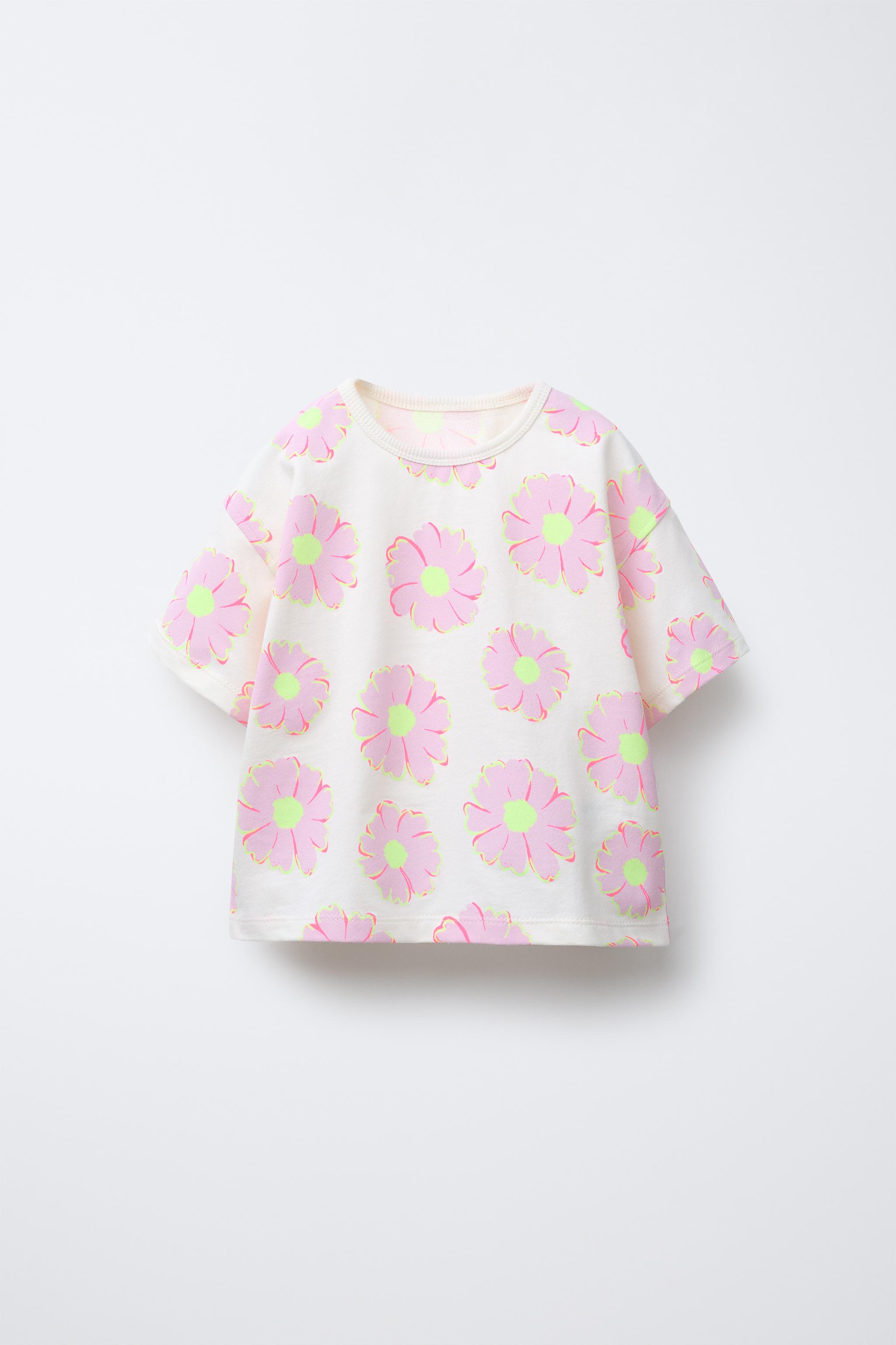 FLORAL PRINT T-SHIRT Mauve ZARA Australia - Main Image