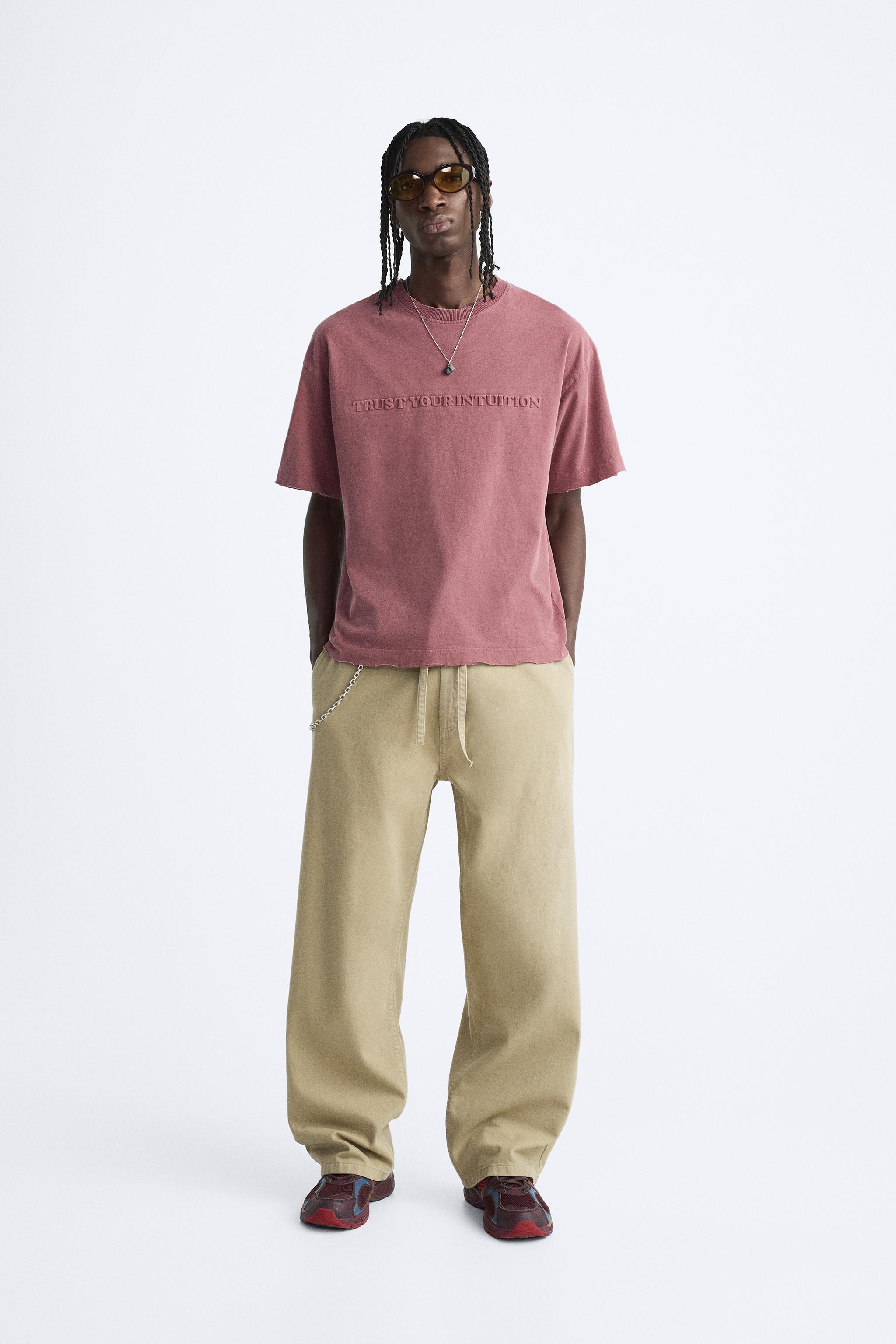 RAISED TEXT T-SHIRT - Faded pink | ZARA United States