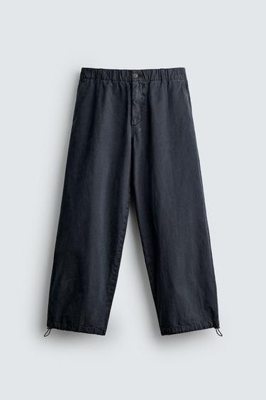 Zaras PARACHUTEBYXA RELAXED FIT - Gråblå