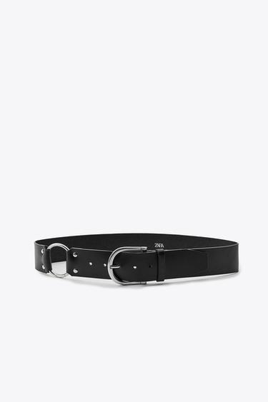 LEATHER RING BELT - Black by Zara