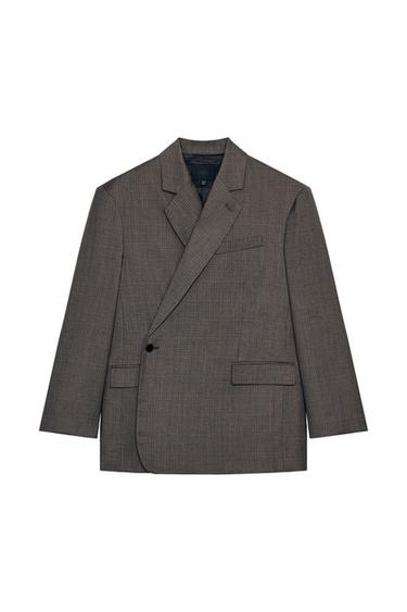 Zara MULTIPOSITION OVERSIZED DOUBLE-BREASTED BLAZER - Brown
