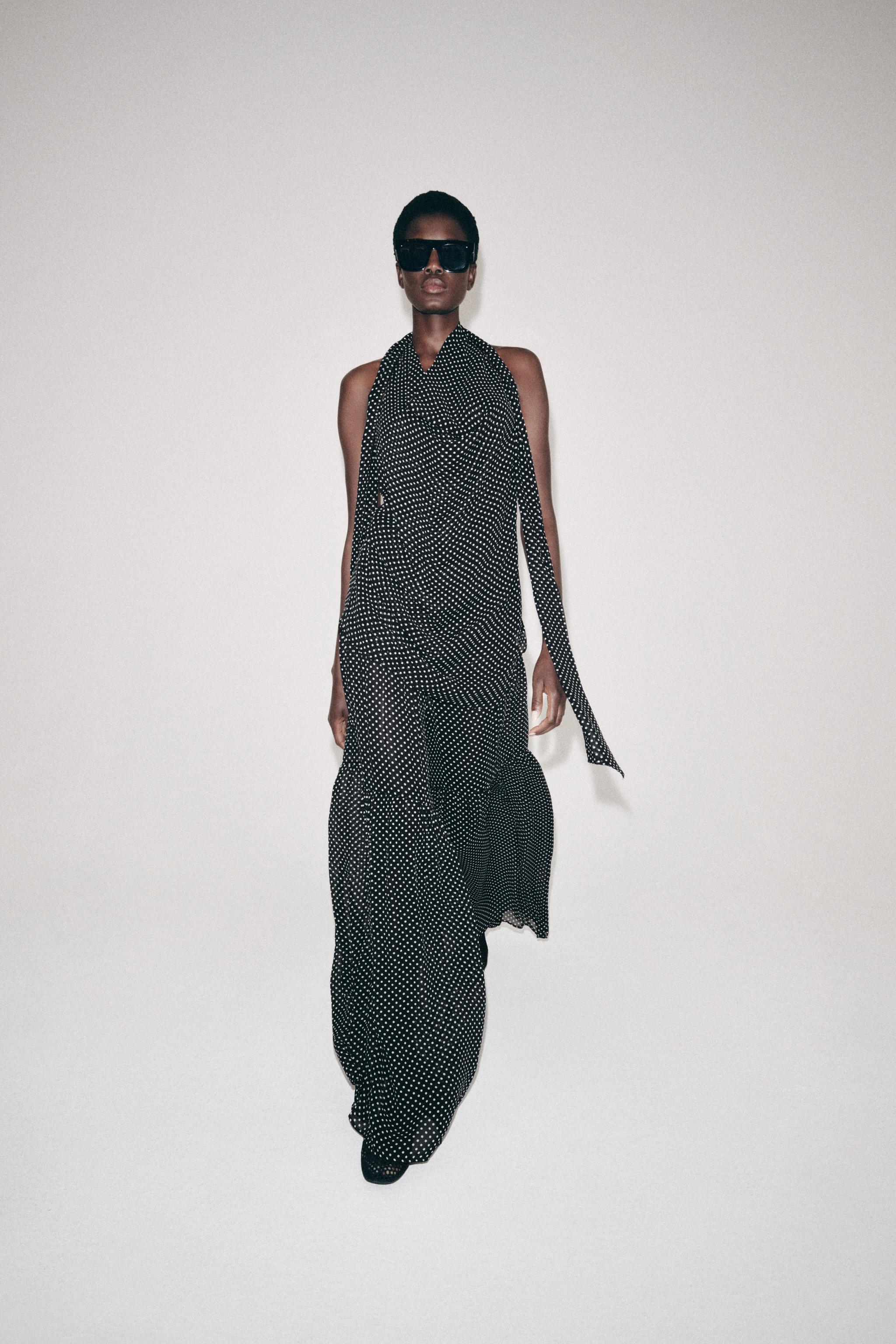 ZW COLLECTION PLEATED POLKA DOT PANTS - Black / White | ZARA Canada