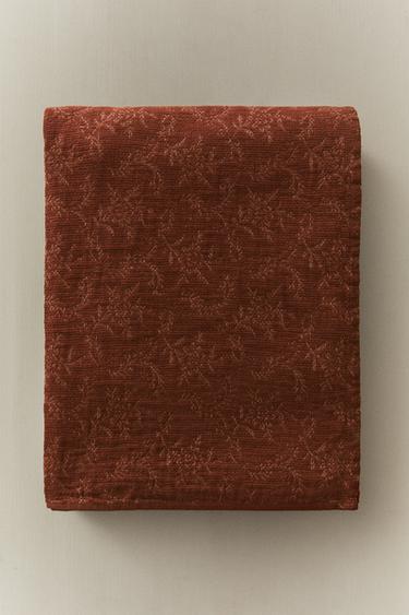 FLORAL MUSLIN BATH TOWEL - Terracotta by Zara