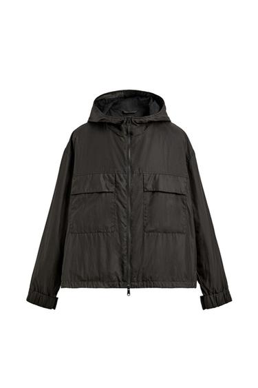 Zara HOODED TECHNICAL JACKET - Brown