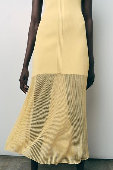 COMBINED RIB KNIT DRESS - Yellow by Zara - Image 2