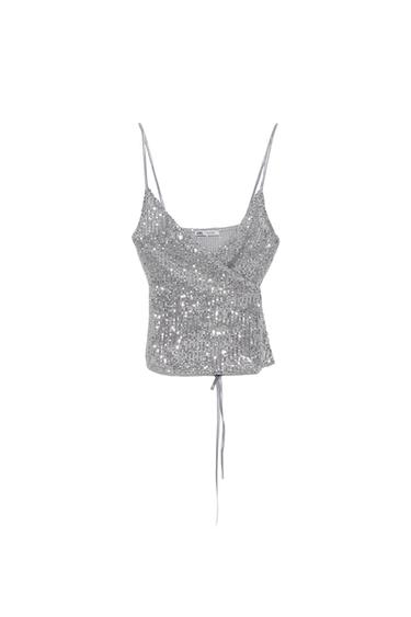 SEQUINNED WRAP TOP