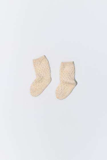 CALCETÍN PUNTO CON LANA - rosa claro de Zara