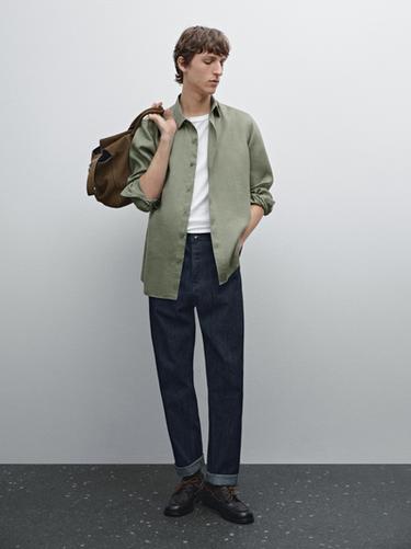 Zara 100% linen slim fit shirt - Light green