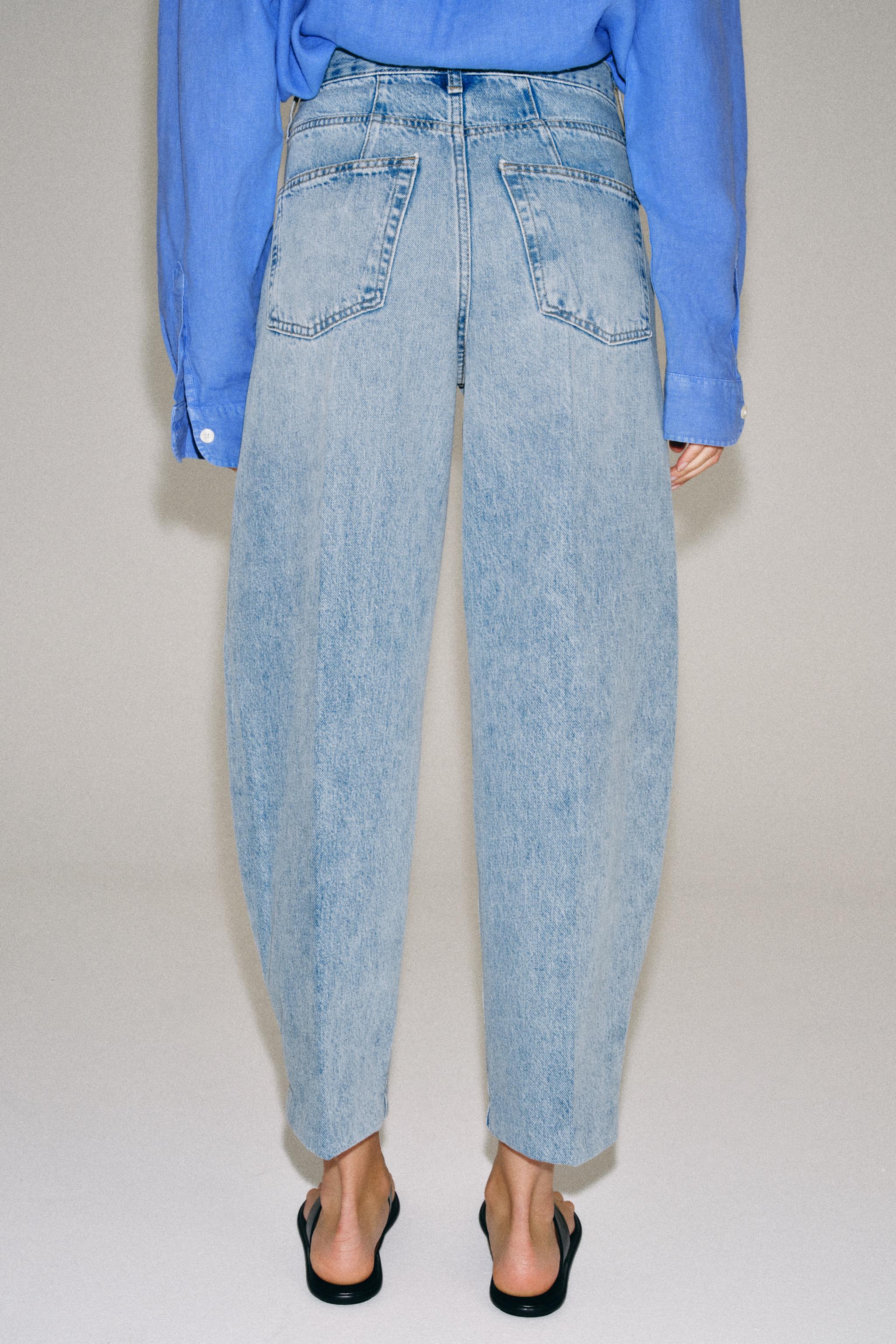 Женские джинсы Zara ZW COLLECTION HIGH WAIST TAPERED JEANS — фото 3