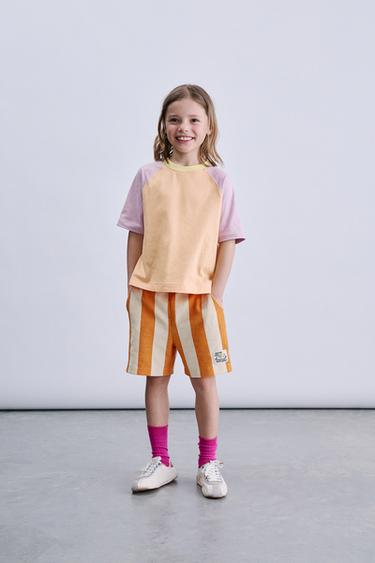 STRIPED TERRY BERMUDA SHORTS - Ochre by Zara - Image 6