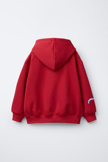 SWEAT À CAPUCHE IMPRIMÉ - Rouge de Zara - Image 1