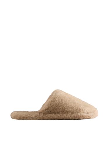 FAUX FUR MULE SLIPPERS - Beige by Zara