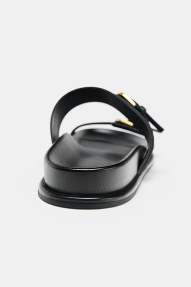 Zara BUCKLED SANDALS - Black