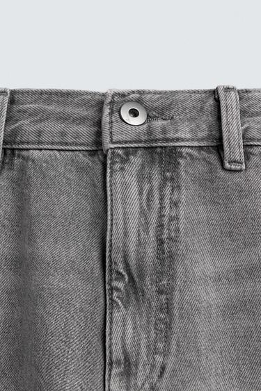 Zara WASHED CARPENTER POCKET JEANS - Gray