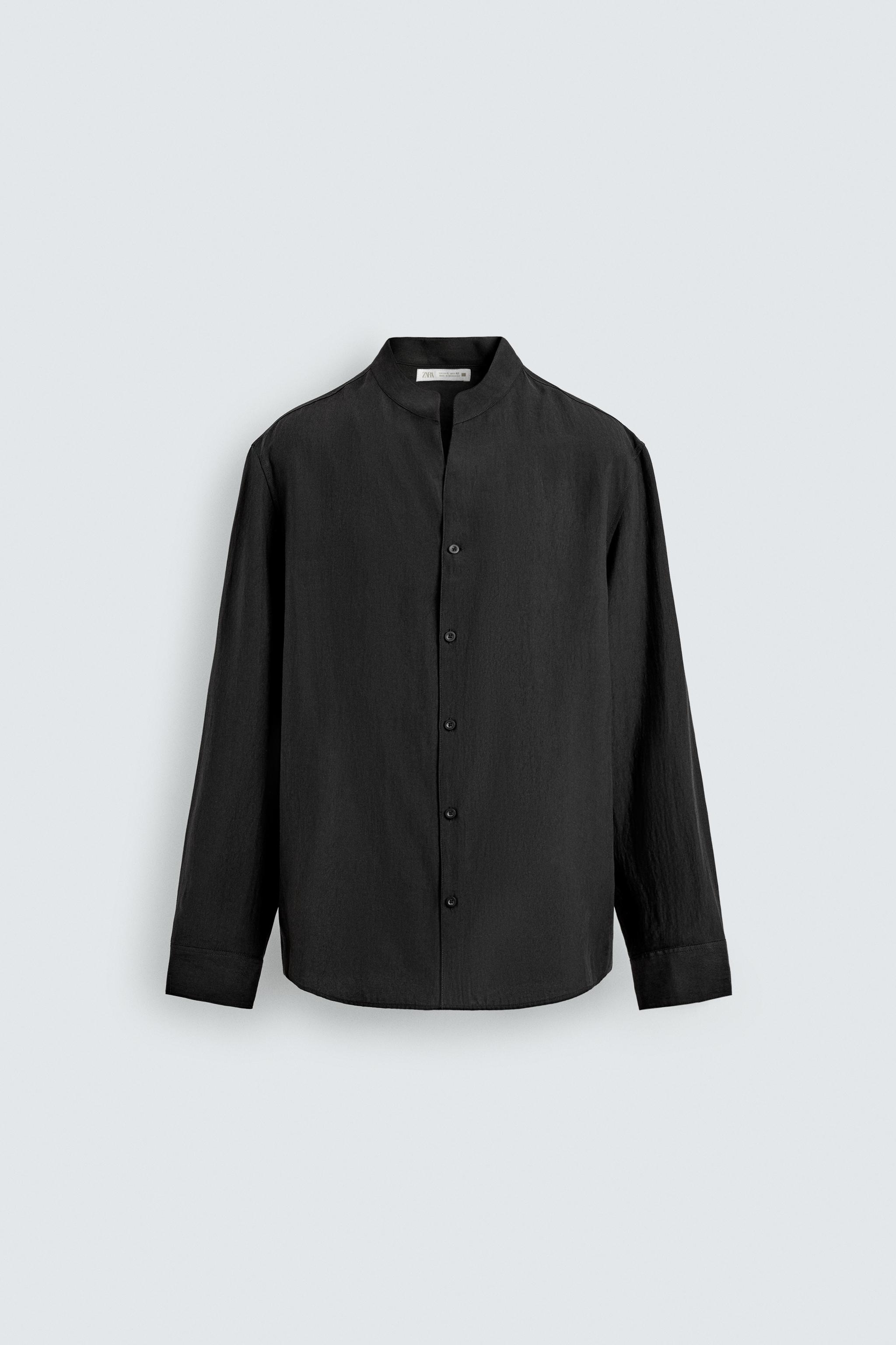 FLOWY BAND COLLAR SHIRT - Brown | ZARA United States