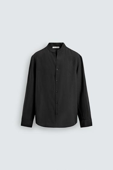 FLOWING BAND COLLAR SHIRT - Black by Zara