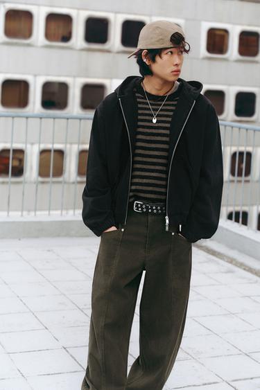 WASHED HOODED JACKET - Charcoal by Zara