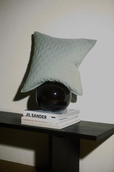 QUILTED CUSHION COVER WITH DOTS - Mid-green by Zara