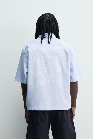 CONTRAST PRINT STRIPED SHIRT - Sky blue by Zara