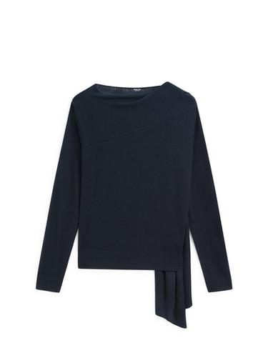 Pull en maille avec écharpe en soie mélangée - STUDIO - Bleu marine de Zara