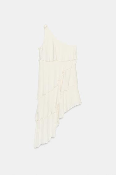 DRESS WITH RUFFLES AND KNOT - Ecru by Zara - Image 3