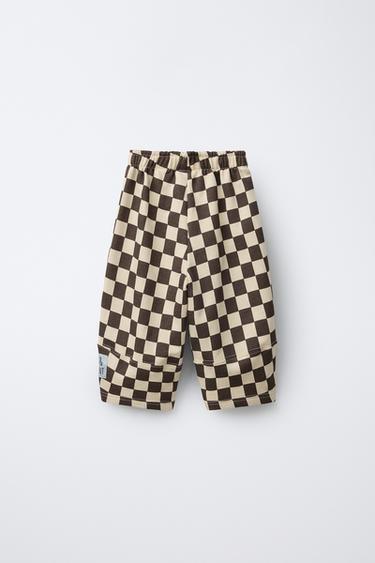 PANTALON BALLON À CARREAUX DAMIER - Marron de Zara - Image 2