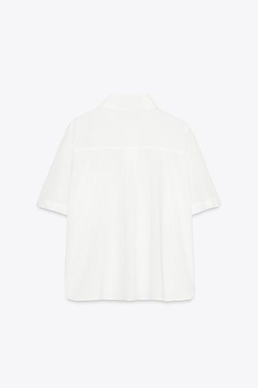 SEMI-SHEER COTTON SHIRT - Oyster-white by Zara - Image 6