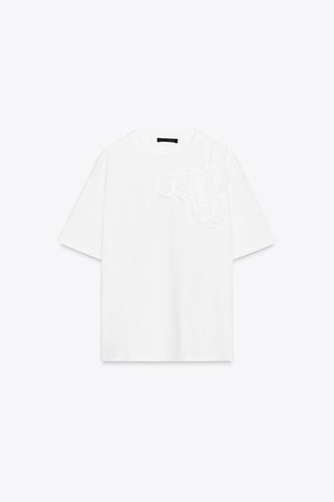 T-SHIRT FLEUR VOLUME - Blanc de Zara - Image 4