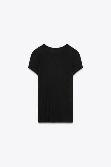 T-SHIRT EN VISCOSE À MANCHES COURTES - Noir de Zara - Image 5