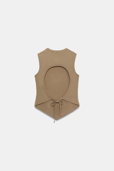 TOP À CLOUS DOS NU - Marron clair de Zara - Image 4
