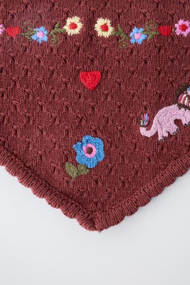 BANDANA EN MAILLE BRODÉ SISSEL EDELBO X ZARA KIDS - Marron de Zara - Image 2