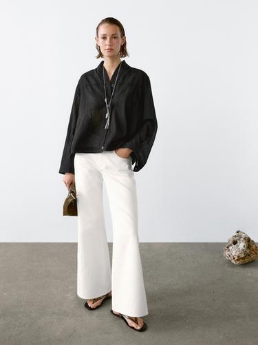 Camisa fluida 100% algodón - Negro de Zara - Imagen 0