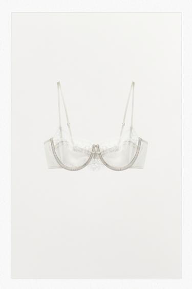 Zaras BRALETTE MED BYGEL, SIDEN OCH SPETS - Ljus naturfärg