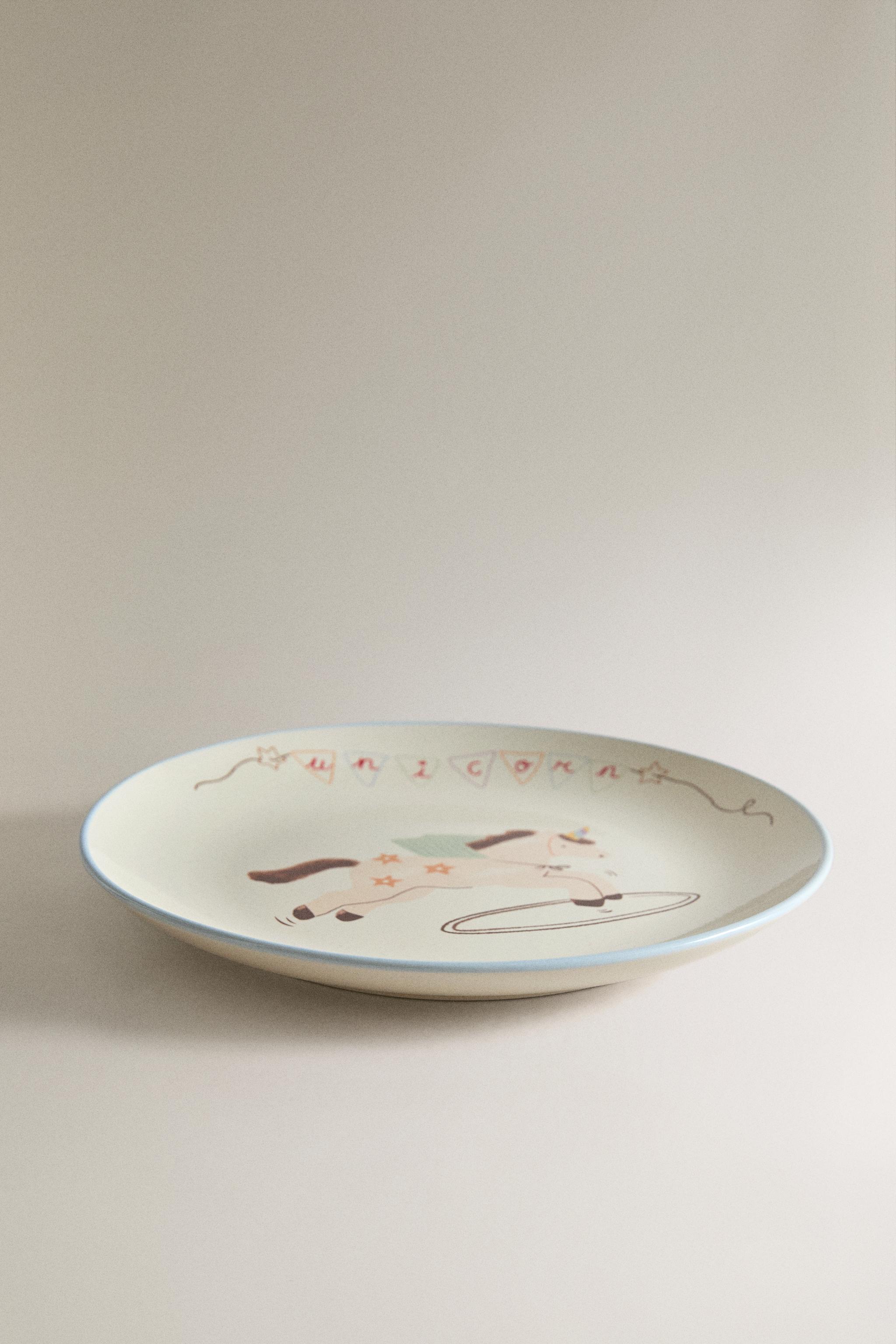 KIDS' UNICORN CERAMIC PLATE — Multicoloured