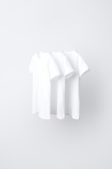 SET VAN DRIE T-SHIRTS MET KORTE MOUWEN - Wit van Zara