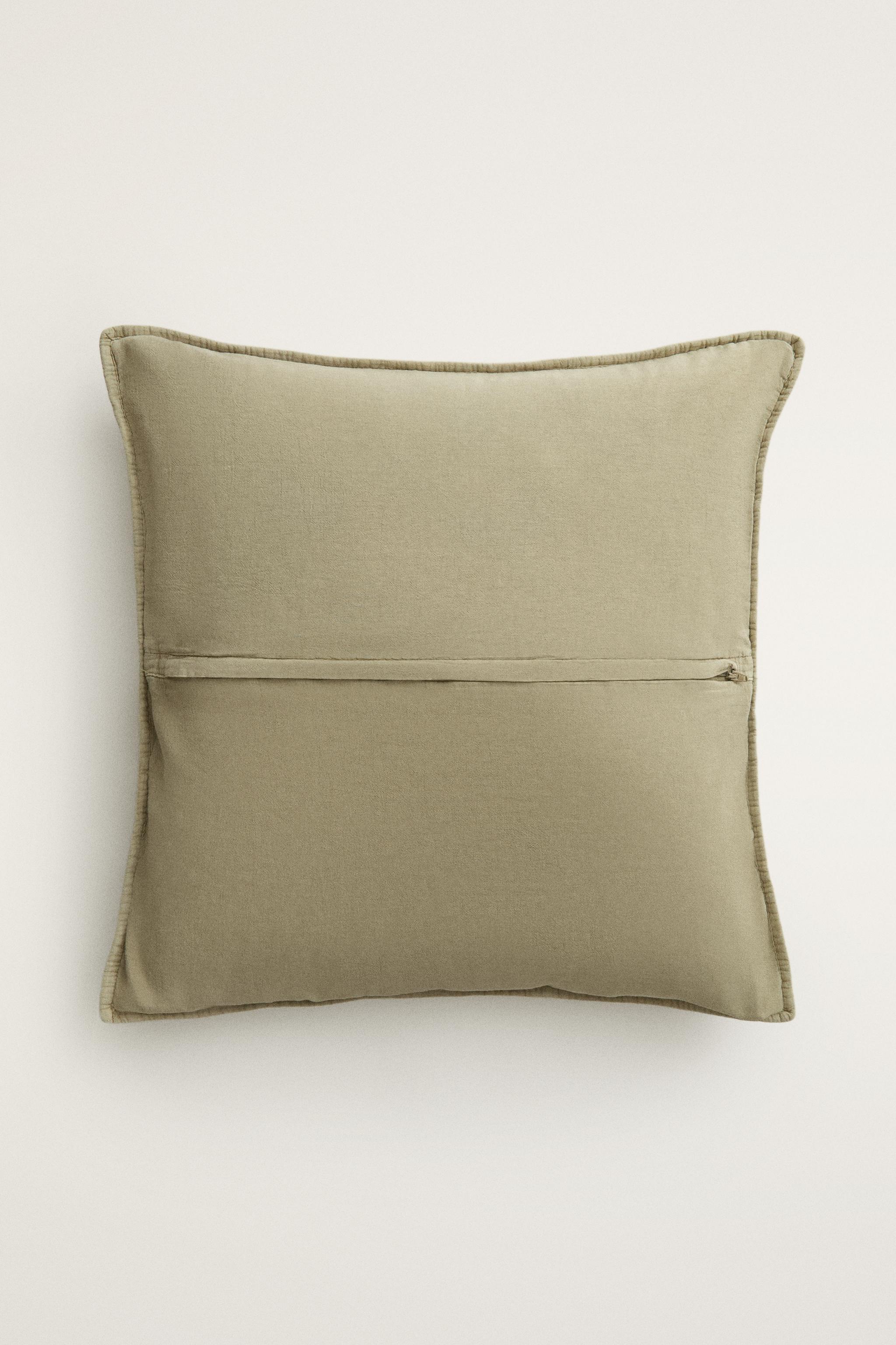 HOUSSE DE COUSSIN COTON BRODERIE FLORALE