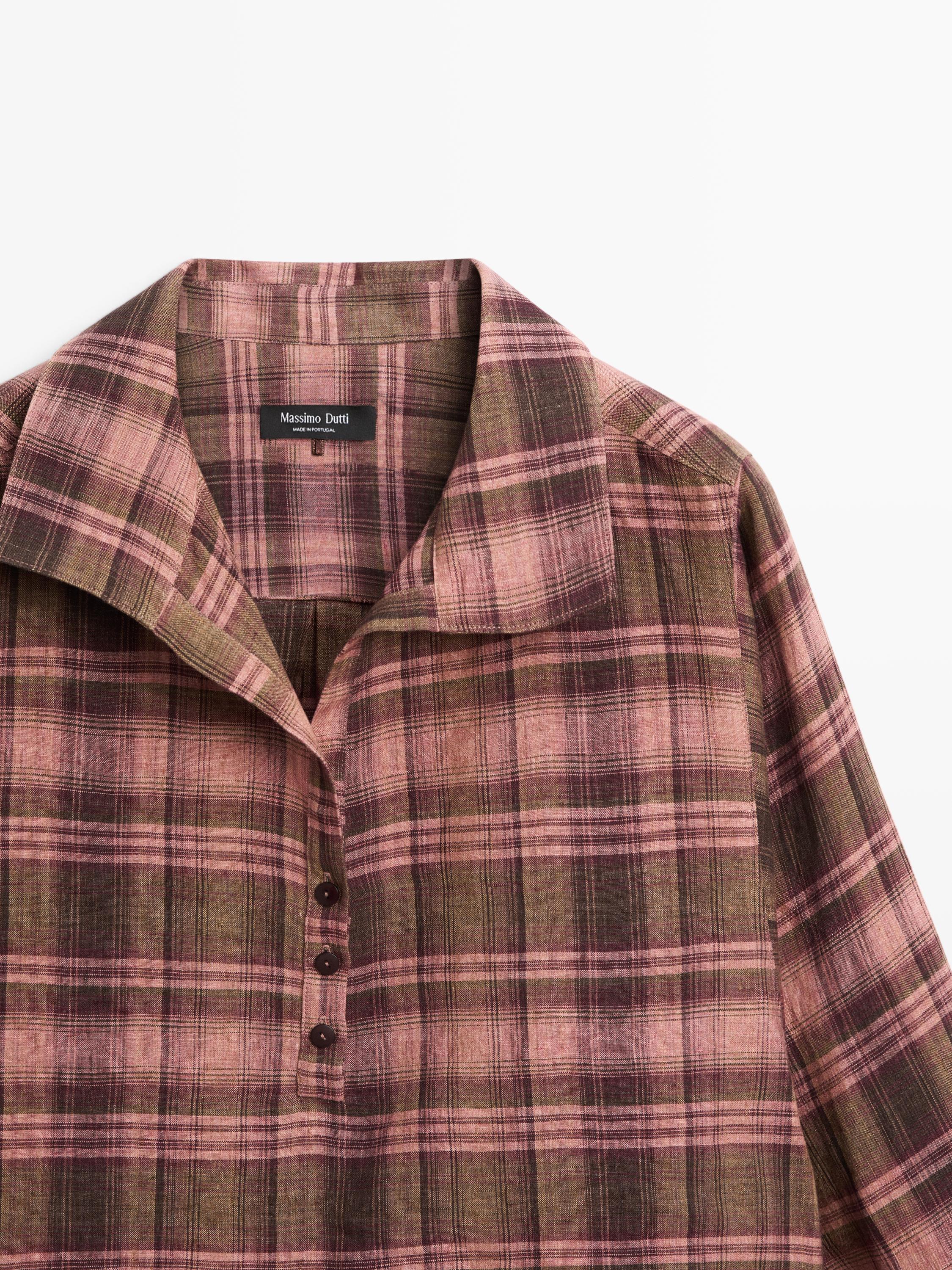Flowing 100% linen check shirt