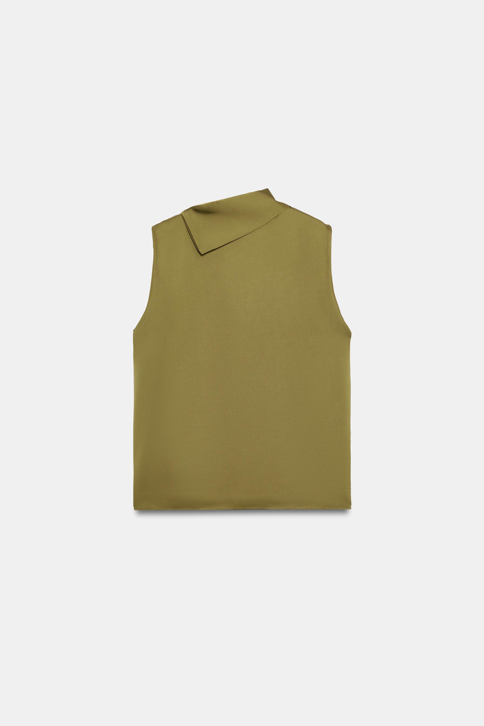 Женские рубашки Zara SATIN SHOULDER-BUTTON TOP — фото 6