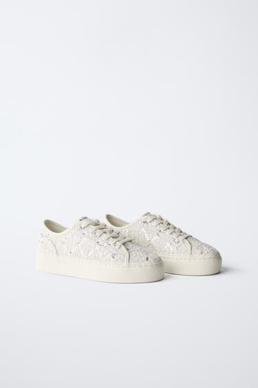 TENNIS OU BASKET À PAILLETTES - Blanc de Zara - Image 1