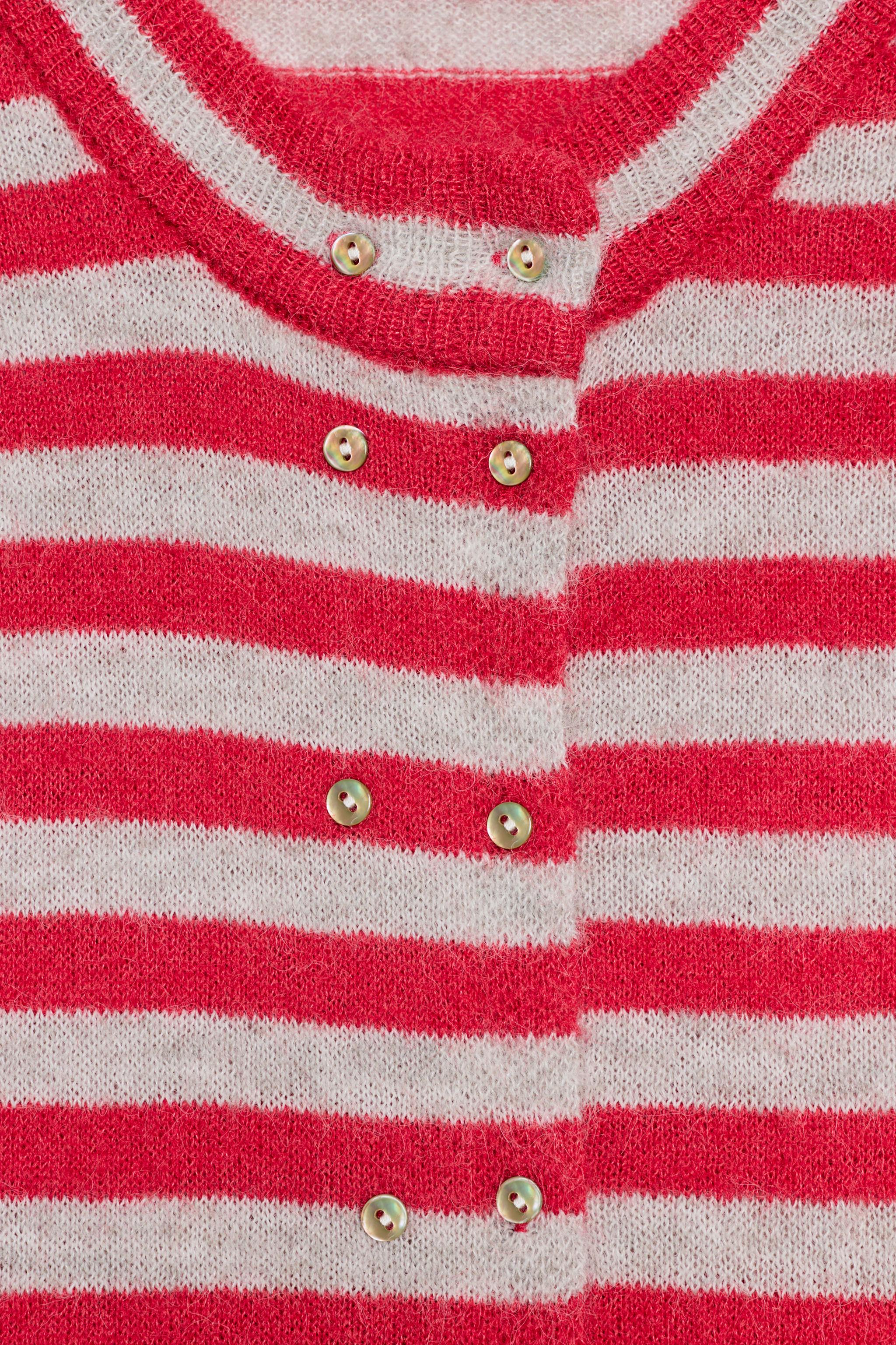 GILET EN MAILLE À RAYURES MANCHES COURTES