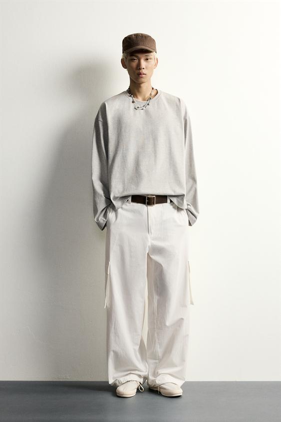 PLAYERA MANGA LARGA RELAXED FIT - Gris vigoré de Zara - Imagen 0