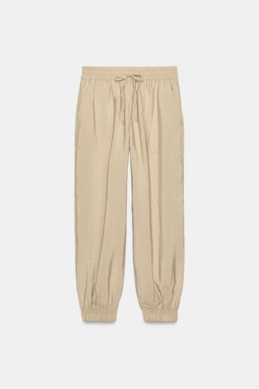 SATIN CUFFED TROUSERS - Beige by Zara