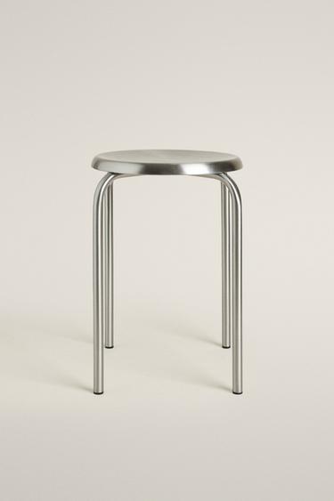 STAINLESS STEEL STOOL - Matte silver by Zara
