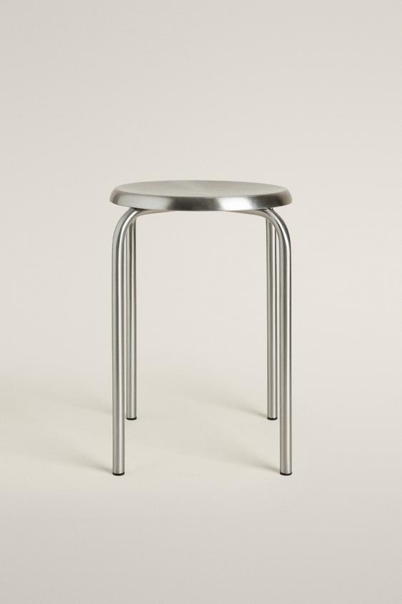 Zara STAINLESS STEEL STOOL - Matte silver - Image 0