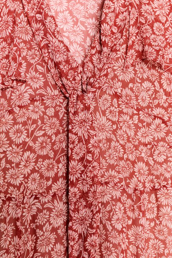 zara red floral dress zara midi dress Zara inspired loose belted floral dress