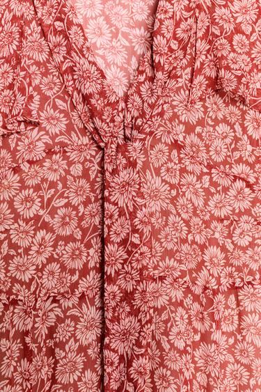 ROBE IMPRIMÉE FLEURS ZW COLLECTION - Rouge / Blanc de Zara - Image 6