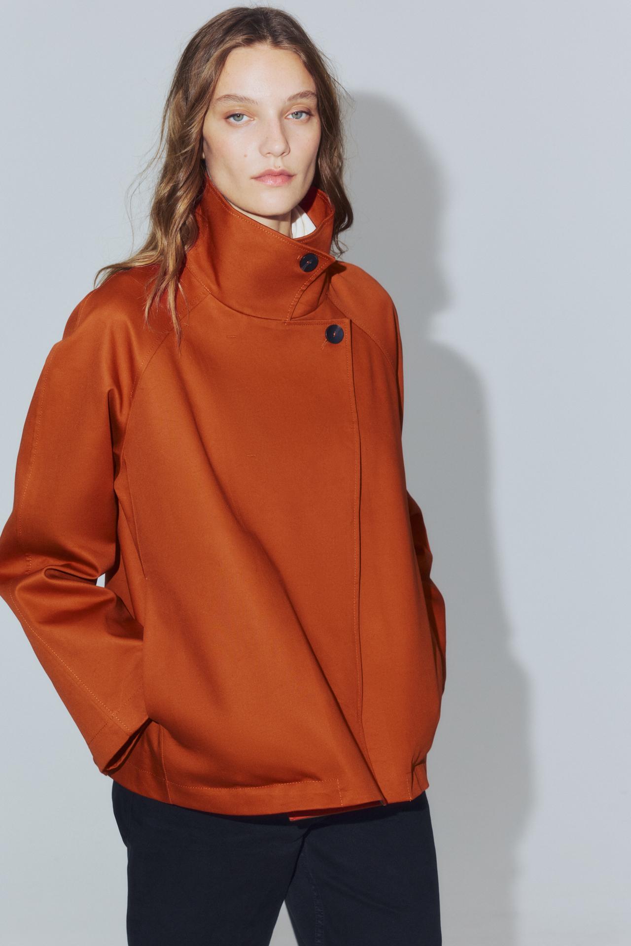 ZW COLLECTION SHORT TRENCH COAT — Dark orange